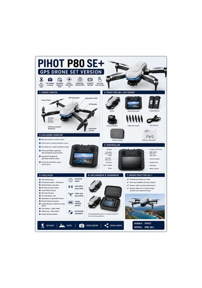 Gps Drone 4k Çift Kamera Ekranlı Kumanda 2 Batarya Katlanabilir Brushless Motor Beyaz
