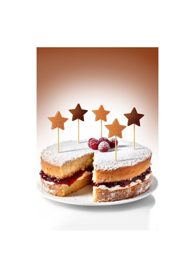 Turuncu-kahverengi Çift Taraflı Yıldız Simli Eva Kürdan Cupcake Toppers Cupcake Çubuğu 12'li