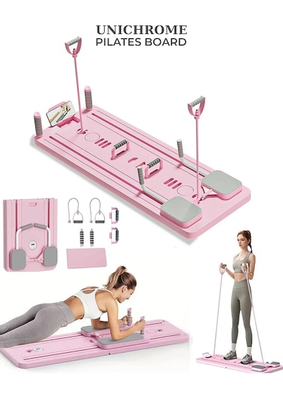 Pilates Aleti Zamanlayıcılı, Direnç Bantlı Çok Amaçlı Egzersiz Tahtası Telefon Tutacaklı Açık Pembe Pilates Aleti Zamanlayıcılı, Direnç Bantlı Çok Amaçlı Egzersiz Tahtası Telefon Tutacaklı Açık Pembe