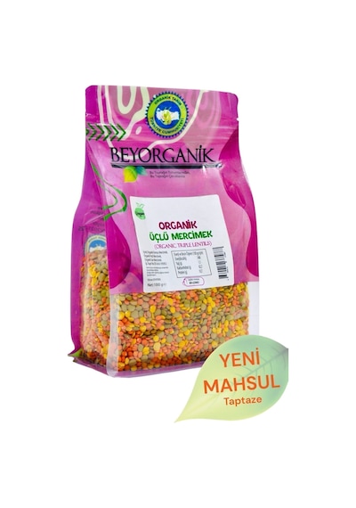 Beyorganik Organik Çorbalık Tahıl Karışımı Üçlü Mercimek 1 KG