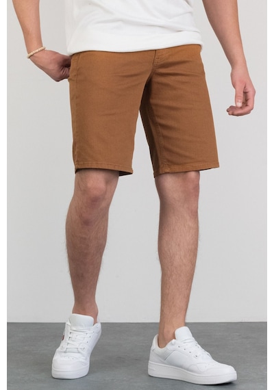 HLT Jeans Erkek Kiremit Slim Kesim Comfort Likralı Denim Esnek Jeans Kot Şort Thomas-Kiremit 001