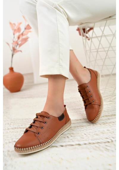 Nesil Shoes Syg P38 Taba Hakiki Deri Kadın Ayakkabı-taba Taba