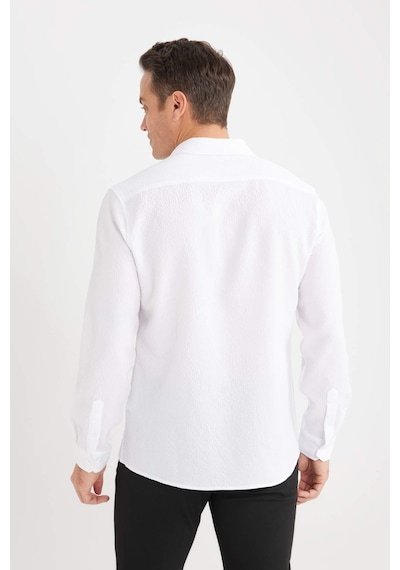 DeFacto Modern Fit Polo Yaka Dokulu Esnek Kumaş Uzun Kollu Gömlek D7246AX25SPWT34 DeFacto Modern Fit Polo Yaka Dokulu Esnek Kumaş Uzun Kollu Gömlek D7246AX25SPWT34