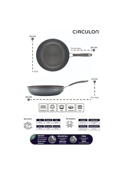 Circulon 26 Cm Kızartma Tavası Gri - Siyah