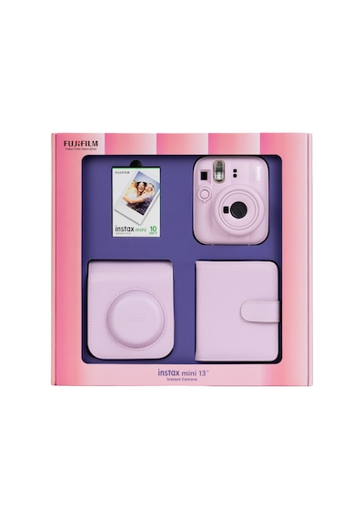 Instax Mini 13 Pembe Fotoğraf Makinesi 10'lu Film Kare Albüm + Deri Kılıf Bundle Box