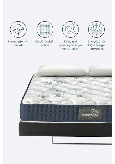 Magnicool 10 Firm Memory Foam Yatak 5 Bölgeli Destek Serin Uyku Teknolojisi Made İn Italy