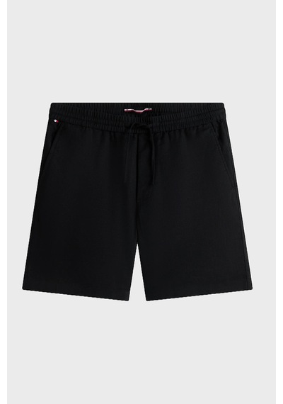 Tommy Hilfiger Bağlamalı Normal Bel Keten Bermuda Short Erkek Short Mw0mw44353 Bds Siyah