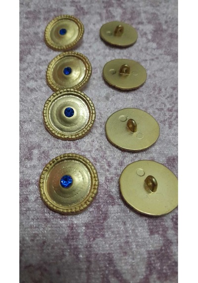 Mat Gold Taşlı Metal Düğme 35 Boy 22 Mm 8 Adet