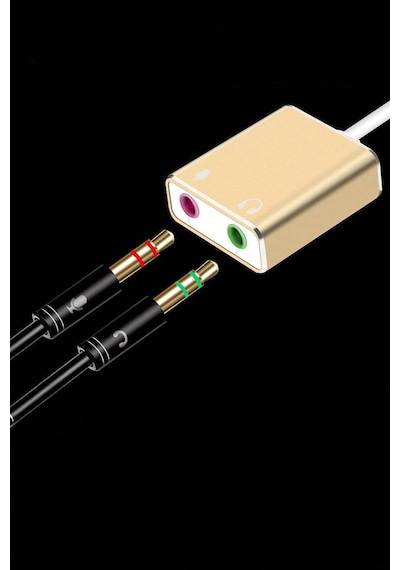 Usb Harici Ses Kartı 3.5mm Mikrofon Ve Kulaklık Girişli Dönüştürücü Adaptör Laptop Bilgisayar Uyumlu