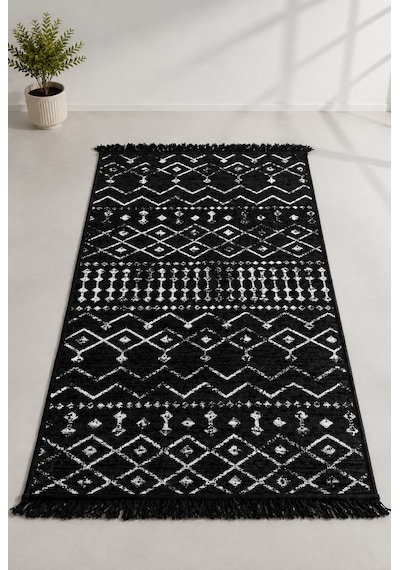 Kilim Paspas Çok Amaçlı Halı Makinede Yıkanabilir Toz Yapmaz Siyah 3