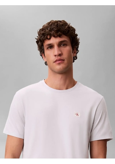 Calvin Klein Ss Badge 30s Jersey Erkek Tişört Beyaz