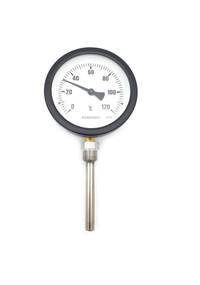 Pakkens 100 Termometre 10 Cm Dalma Boylu Alttan Bağlantılı 0-120 Derece-Standart