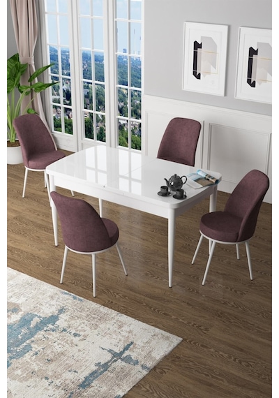 Canisa Concept Zen Serisi 80x132 Mdf Açılabilir Beyaz Masa Takımı Ve 4 Gül Kurusu Sandalye Beyaz Masa Gülkurusu Sandalye Canisa Concept Zen Serisi 80x132 Mdf Açılabilir Beyaz Masa Takımı Ve 4 Gül Kurusu Sandalye Beyaz Masa Gülkurusu Sandalye