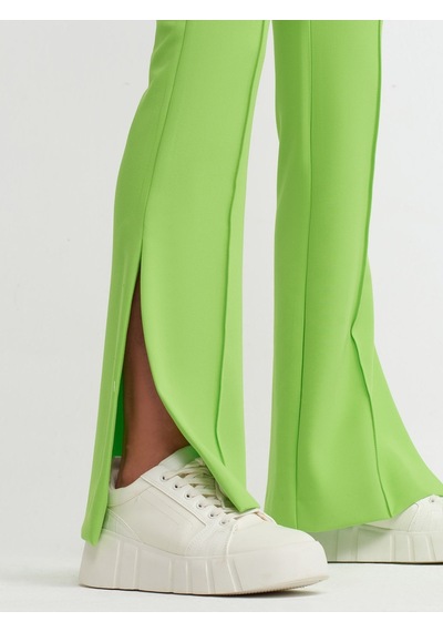Dilvin 7002 Yırtmaçlı Ispanyol Paça Pantolon-lime Sarı