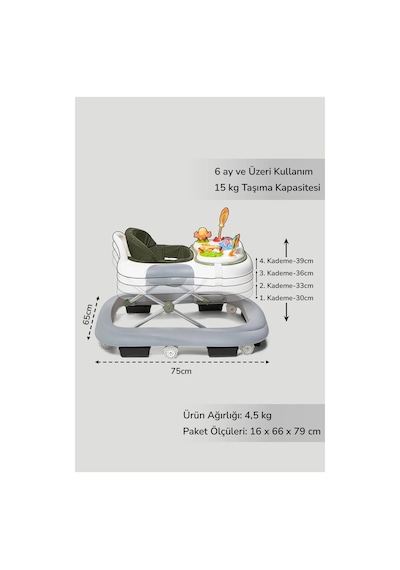 Baby2go 25835 Toodle Yeşil Lüks Yürüteç