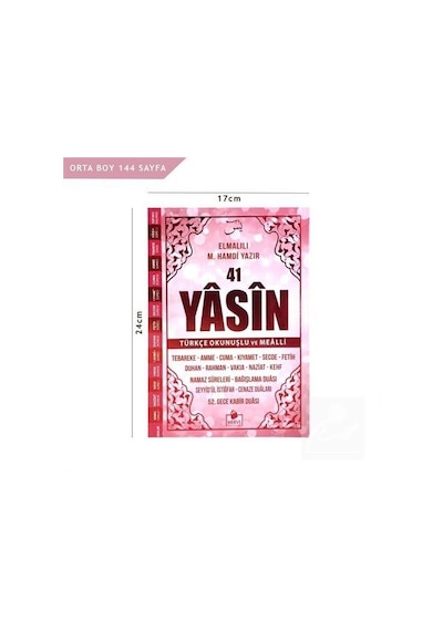 41 Yasin Türkçe Okunuşlu-Pembe Kapak Orta Boy- Merve Yayınları