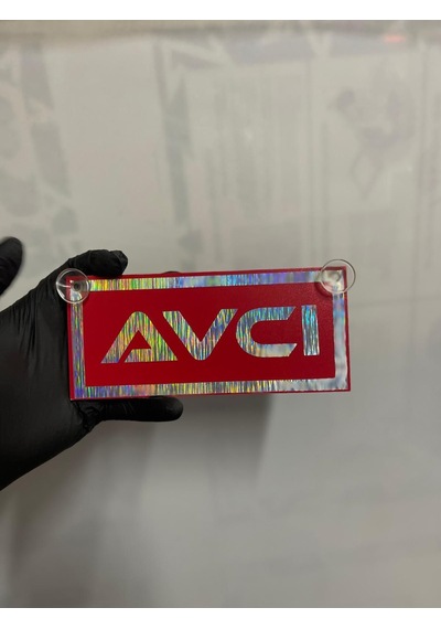 Kırmızı Renk Üzeri Hologram Renk Avcı Yazılı Vantuzlu Cam Süsü