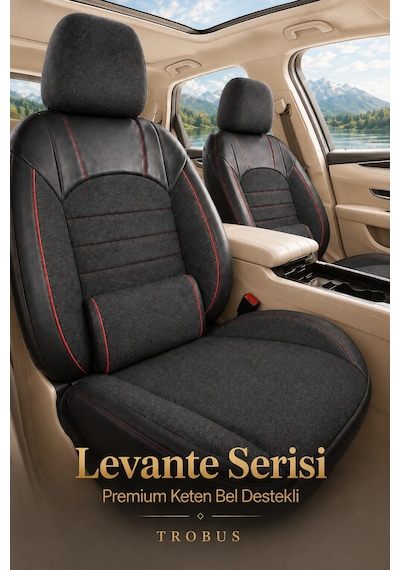 Bmw 3 Serisi E90 2005-2012 Uyumlu Levante Serisi Füme Kırmızı Oto Koltuk Kılıfı