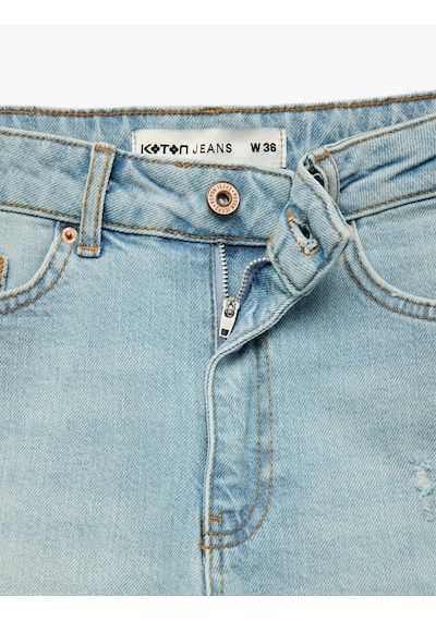 Koton Pamuklu Yüksek Bel Slim Fit Duble Paça Mini Denim Şort Açık İndigo 6sal40005md Koton Pamuklu Yüksek Bel Slim Fit Duble Paça Mini Denim Şort Açık İndigo 6sal40005md
