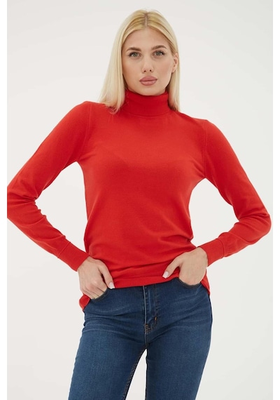 Fashion Friends 24k0780k1 Kadın Balıkçı Yaka Kazak Kırmızı