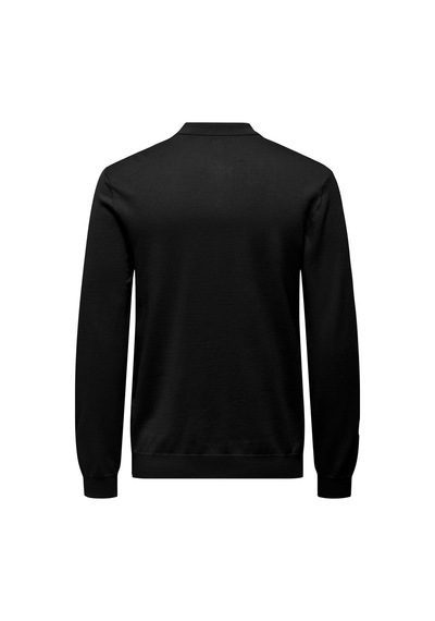Only & Sons Onswyler Lıfe Reg 14 Half Zıp Polo Knıt Erkek Black Kazak - 22034225 Siyah