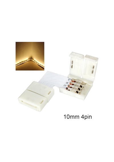 2 Adet 4 Pin Rgb L Köşe Dönüş Şerit Led Ekleme Aparatı 3 Çip 5050 Rgb Şerit Ledler Için