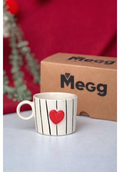1 Adet Çizgili Kalp Mug Çok Renk
