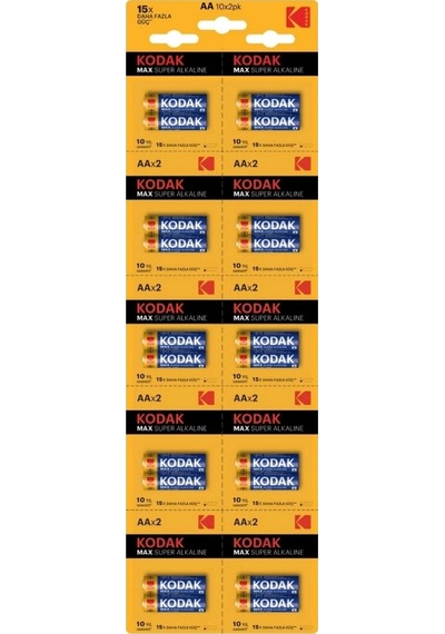 Kodak 20 Adet Max Super Alkalin 2 Li Ayrılabilir Kartela Kalem Pil