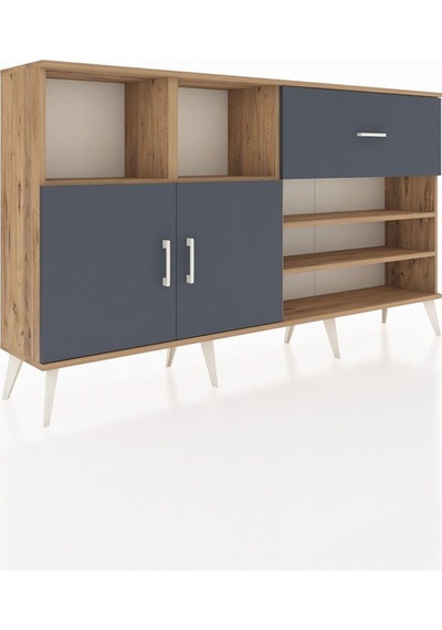 Arges Konsol 6 Raflı Tek Çekmeceli 2 Kapaklı 176x30x99 Çam-antrasit Antrasıt - Atlas Çam Arges Konsol 6 Raflı Tek Çekmeceli 2 Kapaklı 176x30x99 Çam-antrasit Antrasıt - Atlas Çam