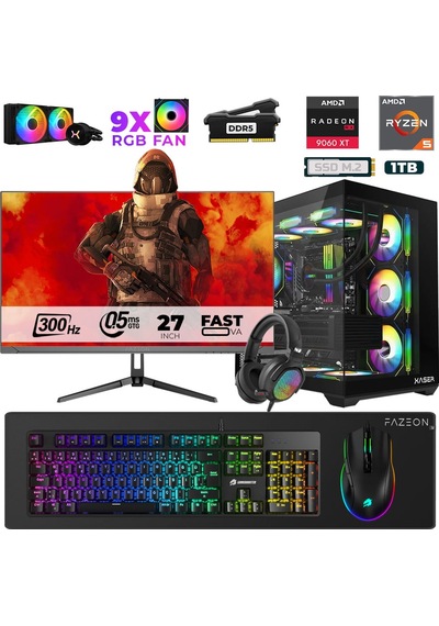 Xaser Star X370 R5-7500F 16 GB 1 TB M.2 NVMe SSD 16 GB RX9060XT 27" Free Dos Dizüstü Bilgisayar