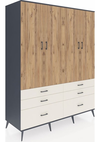 Kronos Gardrop 8 Raflı 6 Çekmeceli 4 Kapaklı 176x59x221 Antrasit-çam/aytaşı Çam/aytaşı Kronos Gardrop 8 Raflı 6 Çekmeceli 4 Kapaklı 176x59x221 Antrasit-çam/aytaşı Çam/aytaşı