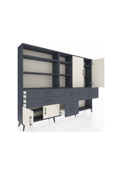 Arges Dolap 10 Raflı 6 Çekmeceli 4 Kapaklı 220x30x163 Antrasit-ay Antrasit-aytaşı/antrasit Arges Dolap 10 Raflı 6 Çekmeceli 4 Kapaklı 220x30x163 Antrasit-ay Antrasit-aytaşı/antrasit