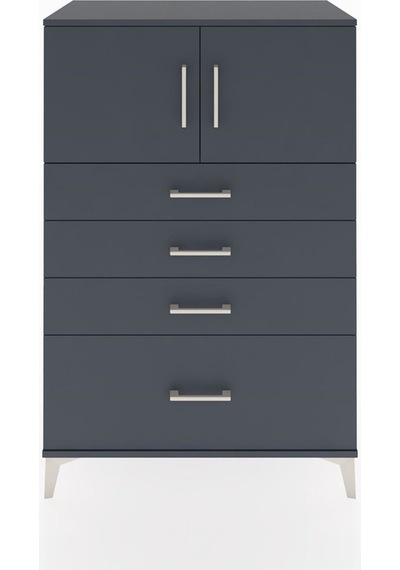 Hyperion Dolap Tek Raflı 4 Çekmeceli 2 Kapaklı 88x44x134 Antrasit-antrasit Antrasit