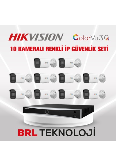 Hikvision 4 Mp 10 Kameralı Colorvu 3.0 Aı İp Güvenlik Kamera Seti Dahili Mikrofonlu