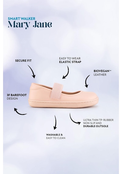 Smart Walker Mary Jane Havalı Pembe Barefoot Kız Babet Ayakkabı Pembe
