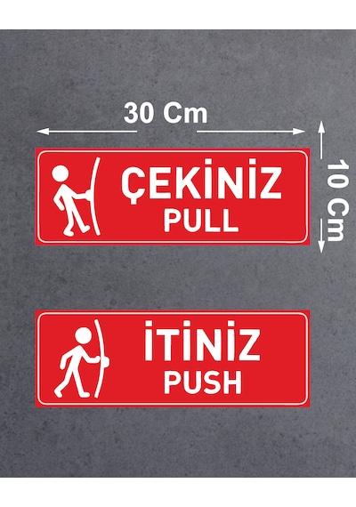 Çekiniz İtiniz Sticker - Pull Push Kapı Sticker - 00331 30x10 Cm