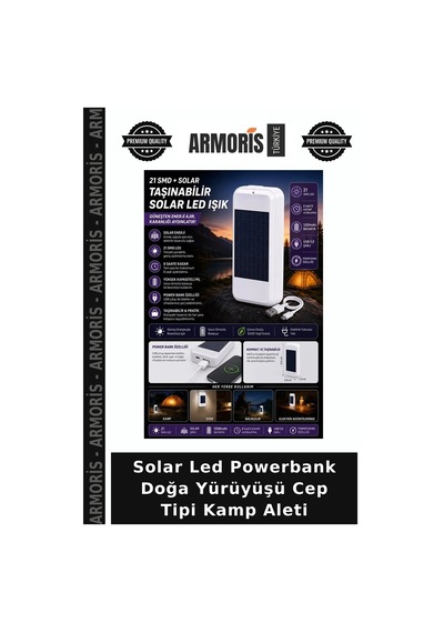 Solar Led Powerbank Doğa Yürüyüşü Cep Tipi Kamp Aleti Çok Renkli