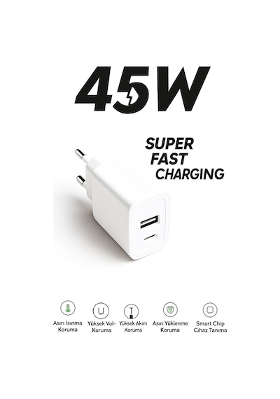 Samsung Galaxy Uyumlu S25 Fe Ultra Hızlı 45 W Çoklu Şarj Adaptörü Qualcomm 3.0 + Pd