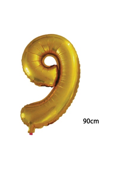 90 Cm 9 Rakamı Folyo Balon Altın Kahverengi