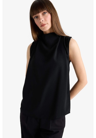 Defacto Regular Fit Balıkçı Yaka Krep Kolsuz Bluz F9149ax25wnbk27 Siyah