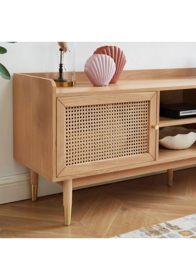 Solé Rattan Tv Ünitesi Masif Ahşap Natural