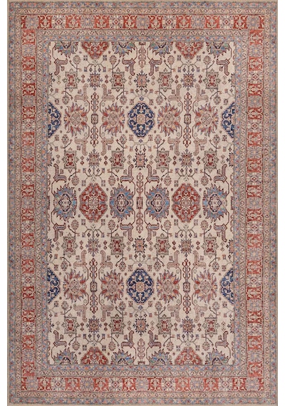 Artloop Folk Krem Kiremit Vintage Etnik Geometrik Desenli Dokuma Tabanlı Şönil Halı Al 593