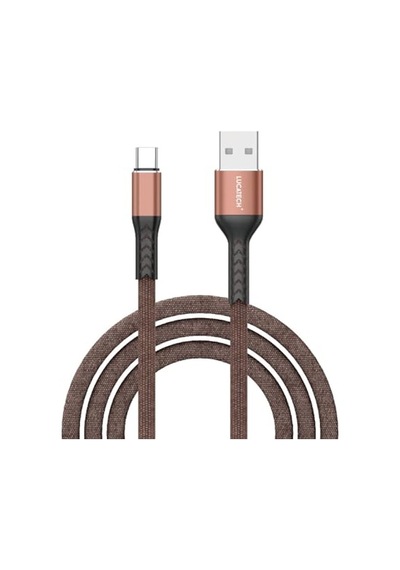 Type-c Hızlı Şarj Kablosu Kahverengi, Örgülü, Kırılmaz, 1m Usb Girişli Diğer