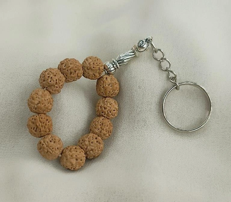 Tesbih Anahtarlık 11 Li 10 Mm Doğal Rudraksha Rudraşka Mini Tesbih