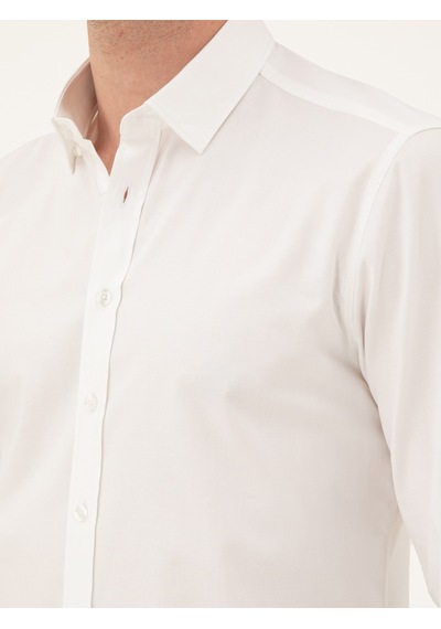 Cacharel Beyaz Slim Fit Pmuk Karışımlı Gömlek 15841036