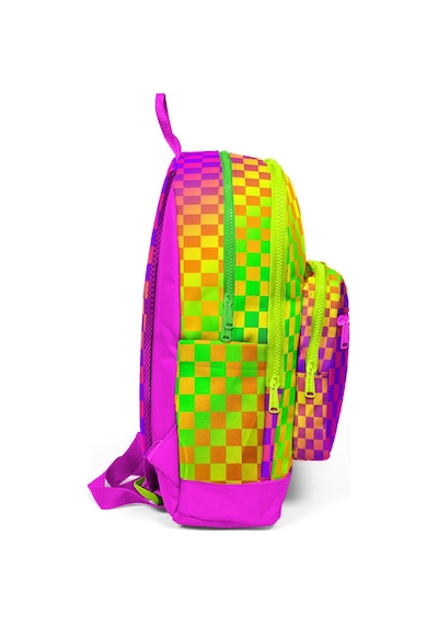 Coral High Kız Çocuk Sarı Mor Dama Desenli İlkokul Sırt Çantası Dört Bölme 33203 Çok Renkli