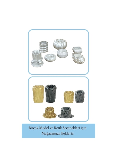 Mumluk Şamdan 3 Adet Tealight Uyumlu Üçlü Tüm Boylar Erimiş Mum Model - Gümüş