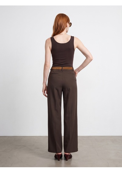 DİLVİN 72715 Kemerli Pileli Pantolon-kahve