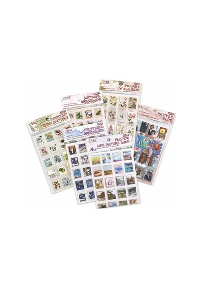 Vintage Pul Desenli Sticker Seti 4 Sayfa Scrapbook Etiketi 1
