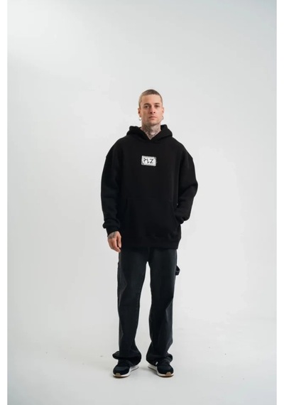 Butik İstanbul Unisex Kapşonlu Uzun Kol Patchli Nakışlı Sweatshirt - Siyah